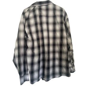 Panhandle Men's Plaid Windowpane Button-Up Pearl Snap Black/White Dress Shirt L